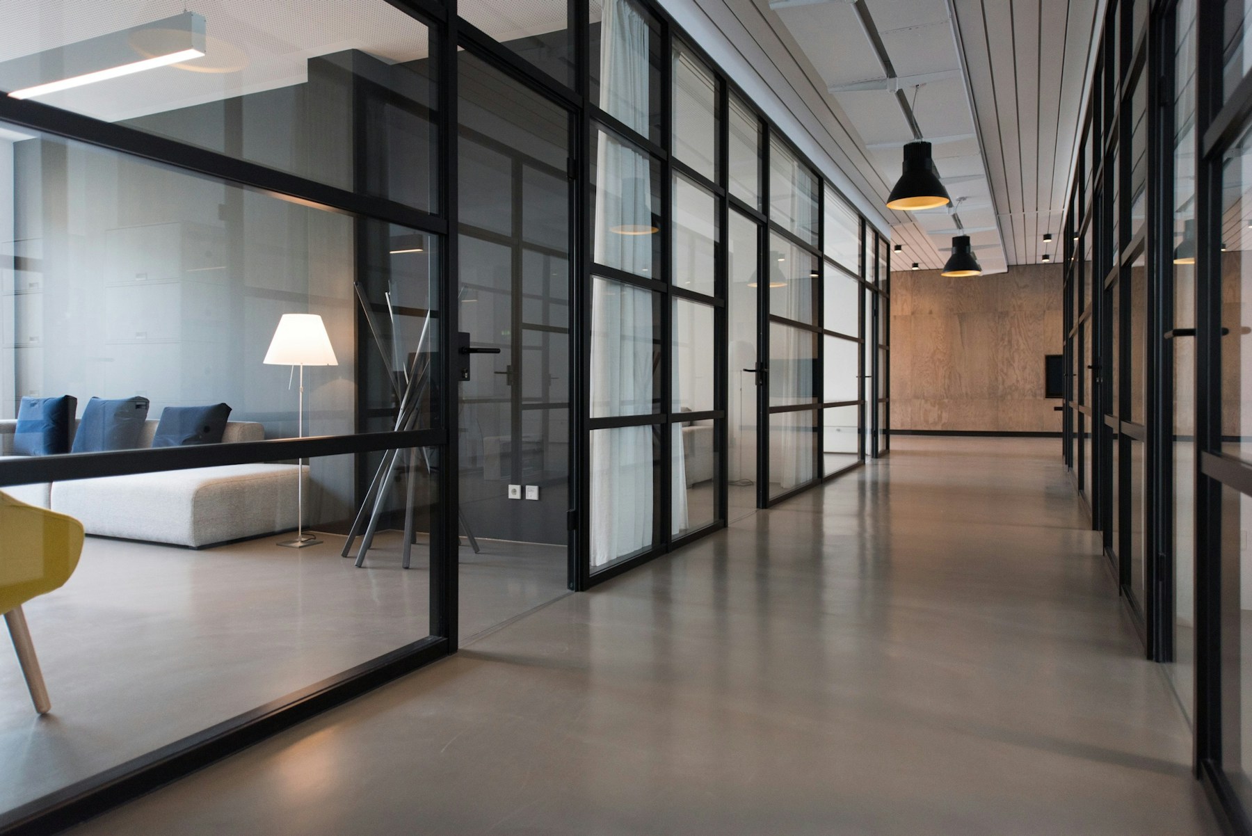 A bright, immaculate modern office interior